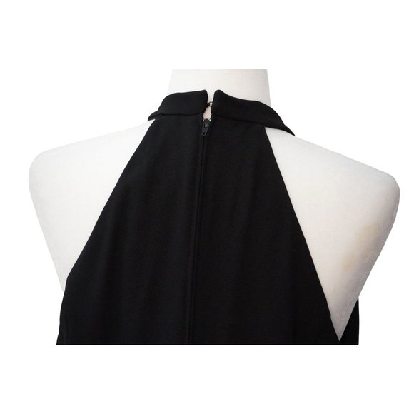 Vintage Black Formal Dress with Rhinestone Collar Sleeveless Long Length Sheath - Picture 7 of 10